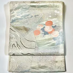 ［7232］袋帯 色紙重ね花文様 シルバー 六通 正絹 着物 フォーマル