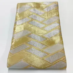 ［7272］袋帯 網代文様 金 シルバー 六通 正絹 着物 フォーマル