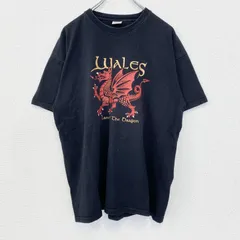 古着 used　FRUIT OF THE LOOM　半袖プリントTシャツ　ドラゴン　ビッグT　クルーネック　黒　春夏服　XLサイズ