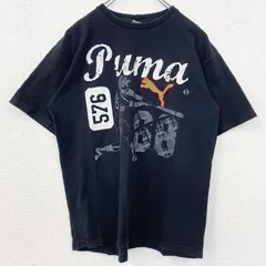 古着 used　puma　プーマ　半袖プリントTシャツ　レトロデザイン　クルーネック　スポーツ　野球　68　黒　ブラック