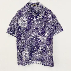 古着 used　HOLIDAY　半袖プリント柄シャツ　総柄　レトロデザイン　リバティ柄　胸ポケット　襟付き　個性的　Lサイズ