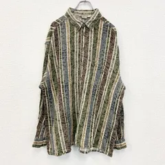 古着 used　MAN'S FASHION　長袖総柄シャツ　個性的　エスニック　民族的柄　ポッケ付き　レトロデザイン　Lサイズ