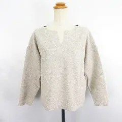 ビームスハート BEAMS HEART カットソー 長袖 ドロップショルダー キーネック グレージュ ※EKM