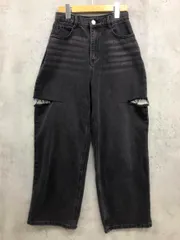 Re:EDIT リエディ 1046REA-D-10 サイドスリットワイドストレートコットン デニムパンツ sizeSC/ブラック ■■ レディース