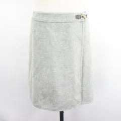 クミキョク 組曲 KUMIKYOKU スカート ボトムス ひざ丈 ラップ 巻きスカート ウール混 3 グレー ※EKM