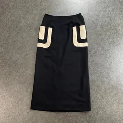 日本製 Pierre Cardin ピエールカルダン デザイン スカート ツートン ウール混 ストレッチ バイカラー 40のサムネイル