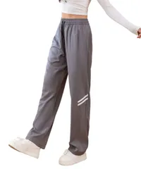 [Four leaf] ヨガパンツ レディース ハイウエスト ストレート 吸汗速乾 体型カバー スポーツパンツ フィットネス 薄手 軽量 通気性 快適 美脚 ウエストゴム 伸縮性 柔らか 部屋着 カジュアル きれいめ 春 夏 秋 M L X [グレー] [M]