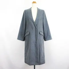 センスオブプレイス バイ アーバンリサーチ Sense of Place by Urban Research ノーカラーコート アウター 長袖 ロング丈 ウール混 S グレー ※EKM