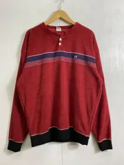 HANG TEN ハンテン ヘンリーネック プルオーバー ハーフボタン 古着 VINTAGE 両面プリント マーク 刺繍 メンズ 3L レッド系 C371のサムネイル