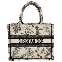 クリスチャンディオール ハンドバッグ レディース ブックトートスモール ミルフィオリ 花柄 BOOK TOTE Christian Dior キャンバス アイボリー ブラック 黒【中古品】