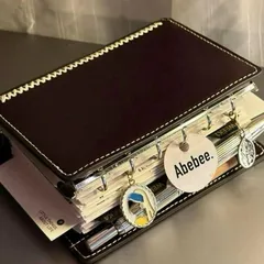 新品 ダブルリング A7 無地80枚 システム手帳 カバー　バインダー　リフィル付き ミニ6　 ブラウン