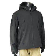 WOSPORT ソフトシェルジャケット 防風/透湿撥水／保温 フード付き ブラック WUN15