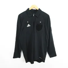 アディダス adidas ポロシャツ 長袖 ハーフジップ ライン ロゴ XO ブラック スポーツウェア ※EKM