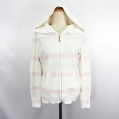 ジェラートピケ gelato pique ルームウェア パーカー ジャケット 長袖 ジップアップ ボーダー ロゴ F ホワイト×ピンク×イエロー ※EKM