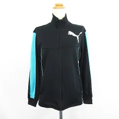 プーマ PUMA ジャージ ジャケット 長袖 ジップアップ 切替 ロゴ M ブラック×ライトブルー スポーツウェア ※EKM
