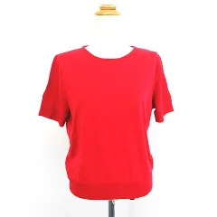 23区 オンワード樫山 ニット セーター 半袖 丸首 ウール 44 レッド ※EKM