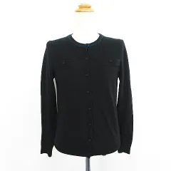 レキップヨシエイナバ L'EQUIPE YOSHIE INABA ニット アンサンブル カーディガン 長袖 丸首 セーター 半袖 丸首 ウール 38 ブラック ※EKM