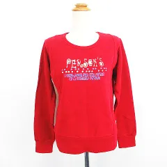 パーソンズ PERSON'S LOVE＆PEACE トレーナー スウェット 長袖 丸首 英字 ロゴ コットン L ダークレッド ※EKMのサムネイル