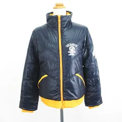 アディダス adidas ジャケット ブルゾン 長袖 ジップアップ ロゴ 中綿 ナイロン L ネイビー×オレンジ ※EKM