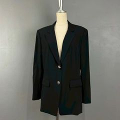 日本製 Aquascutum アクアスキュータム テーラードジャケット ブレザー シングル 2B ウール ブラック 黒 礼服 フォーマル レディース 9