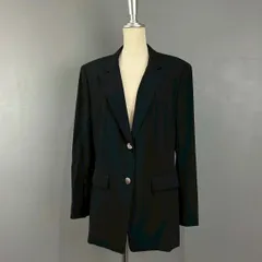 日本製 Aquascutum アクアスキュータム テーラードジャケット ブレザー シングル 2B ウール ブラック 黒 礼服 フォーマル レディース 9