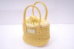 中古 ブラック＆ホワイト BLACK&WHITE カートバッグ イエロー 黄色 ラウンドバッグ かごバッグ