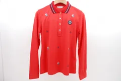 未使用品 レディース アンパスィ and per se 長袖ポロシャツ L 赤 レッド 刺しゅう 薄手