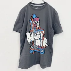 古着 used　ナイキ　NIKE　半袖プリントTシャツ　スニーカー　灰色　グレー　クルーネック　レトロデザイン　Sサイズ