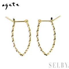 アガット K10YG デザイン フープ ピアス