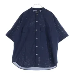 ZUCCa (ズッカ) ダブルポケット バンドカラー 半袖シャツ ネイビー CZ34FK952