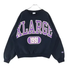 CHAMPION (チャンピオン) ×X-LARGE エクストララージ リバースウィーブ ロゴプリント スウェット トレーナー ブラック C8-W016