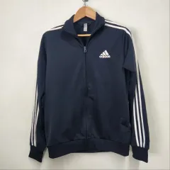 アディダス 3本線 トラックジャージ ジップアップジャージ M 3S TR TT TS ネイビー L