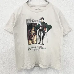 古着 used　進撃の巨人　半袖オリジナルアニメプリントTシャツ　エレン　カジュアルデザイン　クリーム色　レトロ　XLサイズ