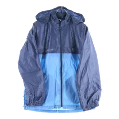 adidas Originals (アディダスオリジナルス) 80S VINTAGE ヴィンテージ 万国旗タグ トレフォイルロゴプリント ジップアップ フーデッドナイロンジャケット ブルー/ネイビー