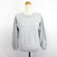テチチ Te chichi ニット セーター 長袖 丸首 ビジュー F グレー ※EKM