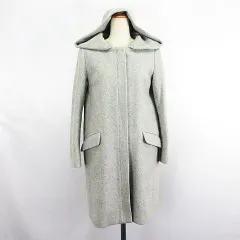 ナチュラルビューティーベーシック NATURAL BEAUTY BASIC コート アウター 2WA 長袖 フード ノーカラー ジップアップ ロング丈 メルトン ウール混 S グレー ※EKM