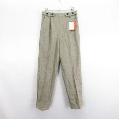 ドレスキップ DRESKIP パンツ ボトムス テーパード ヘリンボーン タブ付き 裏起毛 L ブラウン ※EKM