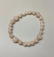 SN1348 天然石 ローズクォーツ パワーストーン アンティーク ブレスレット 腕周り16cm