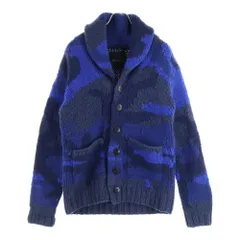 1 PIU 1 UGUALE 3 (ウノピゥウノウグァーレトレ) SHAWL CARDIGAN BIG CAMO ビッグカモ カウチンニット ショールカーディガン ブルー MRK004のサムネイル