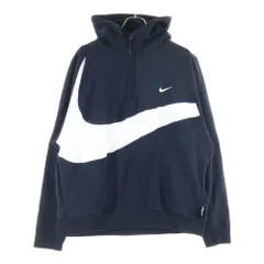 NIKE (ナイキ) SWOOSH FLC HZ HOODIE スウッシュ フリース ハーフジップ スウェット プルオーバー パーカーブラック DX0567-010