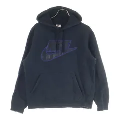 SUPREME (シュプリーム) 19AW ×ナイキ レザーパッチ プルオーバースウェットパーカー フーディー ブラック CK6225-010