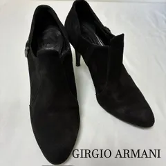 ジョルジオ アルマーニ　GIORGIO ARMANI 　ブラックスエード アンクルブーツ 37（約23.5cm〜24.0cm相当） 8cmヒール