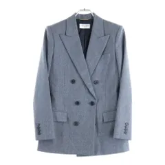 SAINT LAURENT PARIS (サンローランパリ) ダブルブレスト ピークドラペル ウール テーラードジャケット グレー レディース 687628 Y3D46のサムネイル