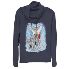 アニメキャラクター レディース トップス Tシャツ グラフィック Licensed Character Juniors Star Wars Holiday Sledding Cowlneck Graphic Lightweight Long Sleeve Na