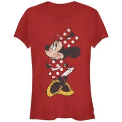 ディズニー レディース トップス Tシャツ グラフィック Disneys Mickey And Friends Minnie Mouse Juniors Simple Fitted Graphic Tee Red レッド