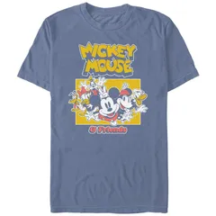 ディズニー メンズ トップス Tシャツ グラフィック Mens Comfort Colors Disneys Mickey Mouse And Friends Happy Group Graphic Tee Blue Jean ブルー
