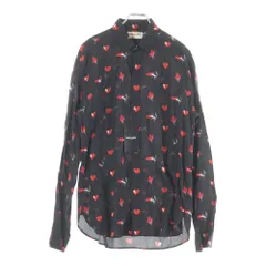 SAINT LAURENT PARIS (サンローランパリ) 17AW ノースモーキングハート総柄レーヨン長袖シャツ ブラック 481867 Y348Rのサムネイル