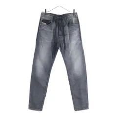 DIESEL (ディーゼル) NARROT-NE レザーポケット ストレッチ スキニーデニムパンツ ブラック 0822W