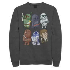 スター ウォーズ メンズ アウター パーカー・スウェット シャツ Menstar Wars Character Doodlesweatshirt Charcoal Heather チャコールのサムネイル