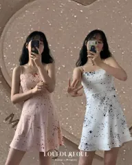 (新品) ルルソウル ペインティング ドット ミニ ドット ONE PIECE ピンク / 白